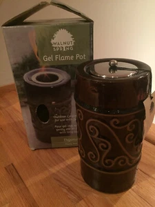 Olla de fuego de gel de cerámica al aire libre con resorte de nogal Thyamis rojo mohoso hecha a mano - Imagen 1 de 7