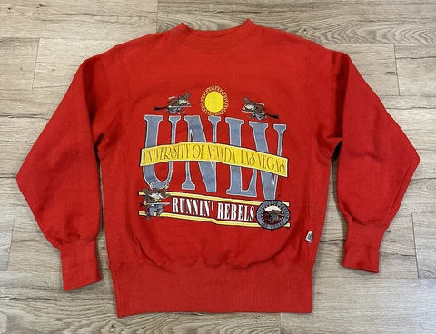 Vintage 90s UNLV University of Nevada Las Vegas Rebels Sweatshirt Size Medium Cover