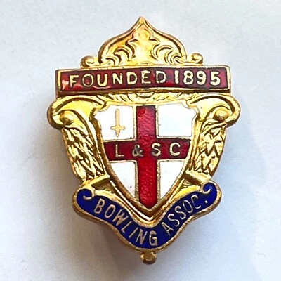 L&SC London & Southern Counties Bowling Association Badge Vintage Enamel Pin - Image 1 of 2