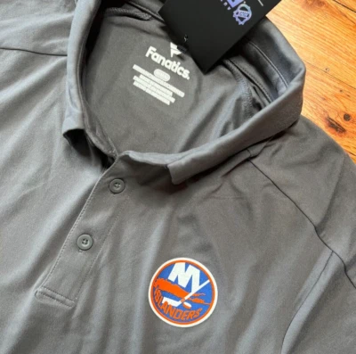 New York Islanders Golf Shirt Size M NHL Official NWT By PRO Fanatics  - Gray - Image 1 of 4
