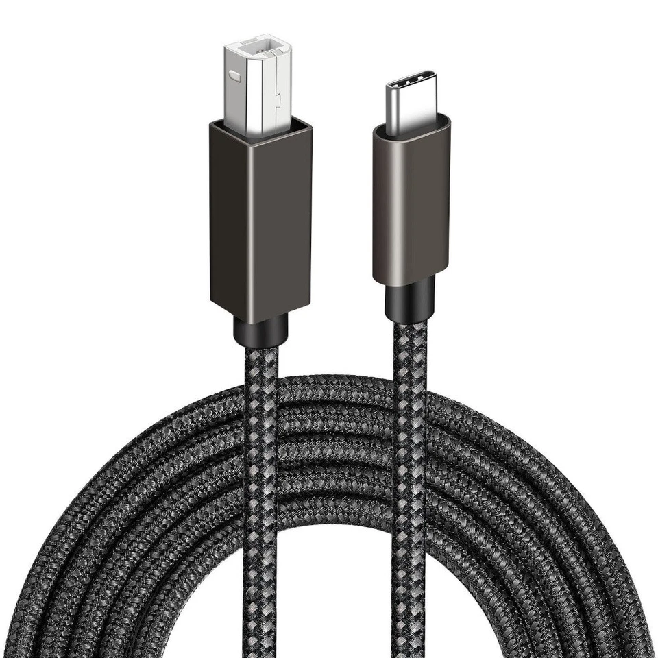 Braided USB Type-C to Type-B 2.0 High Speed Printer Cable For Epson HP Brother - Image 1 of 4