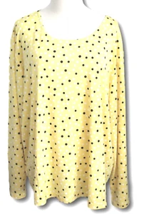 KOOS OF COURSE 3X A04308 Polka Dot Boatneck Knit Top Yellow - Picture 1 of 3