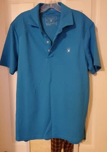 Spyder Harness Polo Quilted Shoulder Golf Shirt. Men's Size Large Blue NICE - Picture 1 of 11