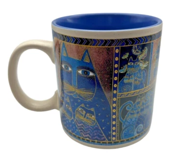 Taza de café azul retrato gatos índigo Laurel Burch con caja Foto 1 de 4