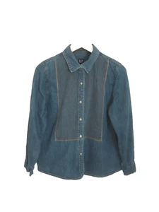 GAP Damen XL blau Denim Langarm Jeans Tunika Shirt Oberteil Baumwolle genähte Passe - Bild 1 von 8