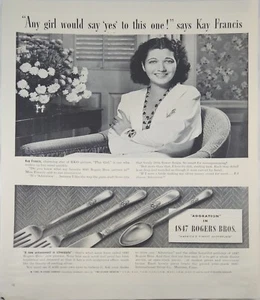1941 1847 Rogers Bros Silverplate Vintage Ad 14 x 10 Kay Francis - Picture 1 of 1