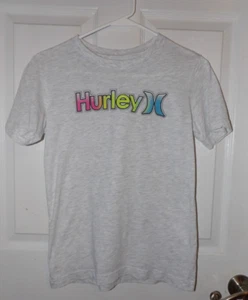 Boys Hurley Short Sleeve T-Shirt Light Gray with Multi Color Logo Size Large L - Picture 1 of 4