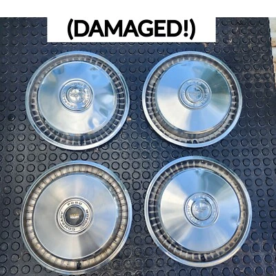 Conjunto de 4 tampas de roda calotas 1976-1989 Ford F100 F150 15" usadas (danificado veja 📸) - Imagem 1 de 4