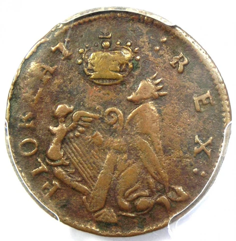 1670 New Jersey St Patrick Farthing Colonial Coin 1/4P - PCGS VF35 - $2000 Value Cover