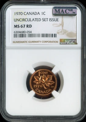 1970 Canada Small Cent 1C NGC MS67 RD MAC - Quality - Image 1 of 2