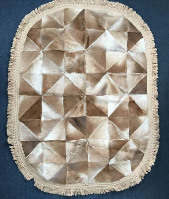 OBO Genuine DEER SKIN Quilt Patchwork Neutrals Area Rug Floor Cover 47” x 36” - Image 1 of 4