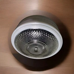 Tono de techo al ras Art Deco esmerilado transparente diamante acanalado Bullseye Globo 9,75" Ajuste - Imagen 1 de 7