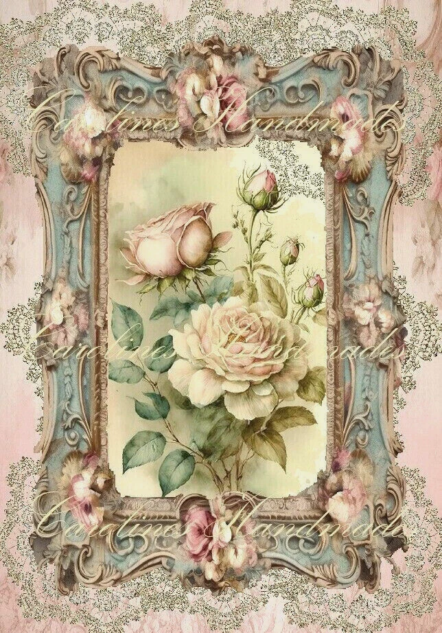 Shabby Chic Roses Pink Designer Cotton Fabric Quilt Block Multi-size - Image 1 of 1