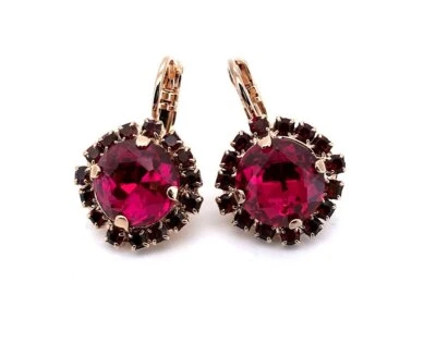 Earrings by Mariana Woman Stunning Fuchsia and Red Swarovski Crystals - Image 1 of 4