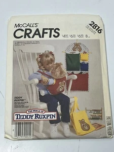 Teddy Ruxpin Doll Carrier Wall Organizer Vintage 80s UNCUT Sewing Pattern m2816 - Picture 1 of 2