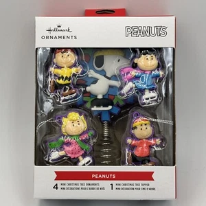 Hallmark Mini Erdnüsse Baumspitze und Ornamente 5er Set Neu mit Box Snoopy - Bild 1 von 5