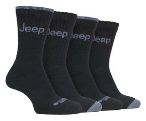 JEEP 4 Pairs Mens Anti Blister Thick Cushioned Luxury Boot Socks Black - Picture 1 of 2