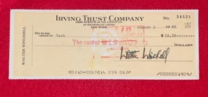 WALTER WINCHELL CELEBRITY NEWS GOSSIP COLUMNIST 1966 SIGNED AUTO PROCESSED CHECK - Picture 1 of 2