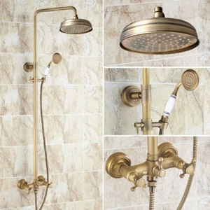Bathroom Wall Mounted Antique Brass Rain Shower Set Faucet Mixer Tap  Grs828 - Picture 1 of 7