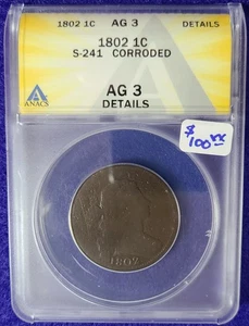 1802 Drapierte Büste großer Cent (1c) S-241, AG 3 - Bild 1 von 2