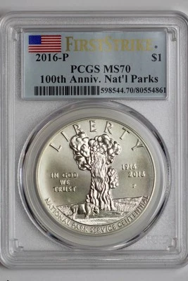2016-P  $1 Silv Dollar 100 Anniv Natl Park Serv PCGS SP-70 First Strike - Image 1 of 2