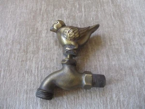 Vintage massiver Messing Bronze kleiner Vogel Wasserhahn Außen Wasserzapfen Griff - Bild 1 von 12