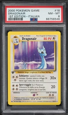 Italian Dragonair 1st Edition Base Set 18/102 2000 Pokemon Game Card PSA 8 - Image 1 of 2