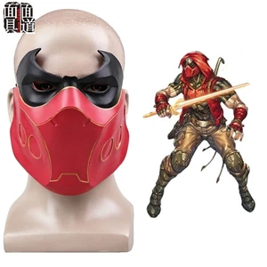 Batman Nightwing Robin Cosplay Red Helmet Halloween PVC Half Face Mask Props Toy - Picture 1 of 13