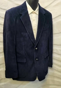 Vintage blau Cord 2 Kunstleder Knöpfe Herren Jacke Größe 40 R Sport Mantel Taschen - Bild 1 von 14