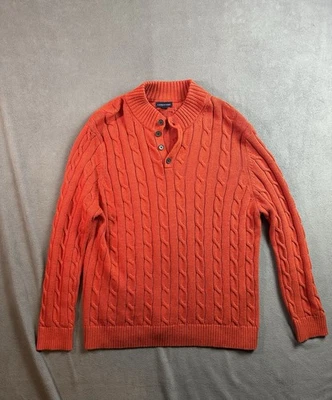 Suéter Henley Tejido con Cable Lands End Naranja Pescador Náutico XXL Mezcla de Cachemira Foto 1 de 4