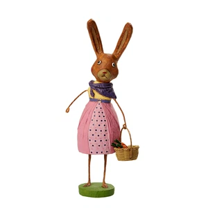 Lori Mitchell Phoebe Hase Hase Kaninchen skurrile Osterfigur Karottenkorb - Bild 1 von 11