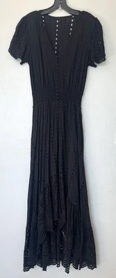 Young Fabulous & Broke Black Eyelet High Low Maxi Dress Size M - Image 1 of 4