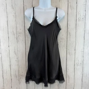 Ottod'Ame Black/Grey Silk Blend Italy Distressed Trim Mini Slip Dress Size 12 - Picture 1 of 16