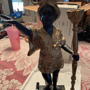Antique Blackmoor Candlestick Venetian Resin Statue Hand Was Broken Off &repair - Picture 1 of 11