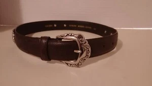 Youth Girls Genuine Bonded Leather Belt Black With Silver Accents Small Size - Picture 1 of 6