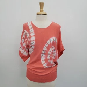 Roz & Ali Coral White Tie Dye Dolman Sleeve Knit Sweater with Sequins Size 1X - Picture 1 of 11