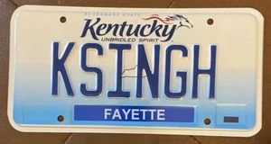 Kentucky VANITY License Plate K SINGH - Picture 1 of 1