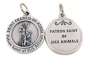 Silver Toned Base Patron Saint Francis of Assisi of Medal Pendant, 3/4 Inch - Picture 1 of 2