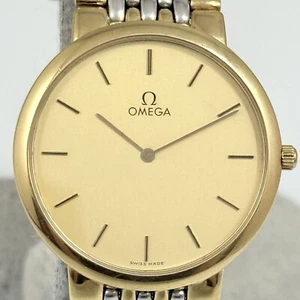 OMEGA DE VILLE MEN'S GOLD PLATED VINTAGE WATCH SWISS MADE QUARTZ F907 - Picture 1 of 12