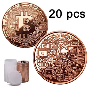20 x 1oz Bitcoin Kupfer rund Challenge Coin Krypto Cu 999 Fine Bullion Tub Geschenk - Bild 1 von 9