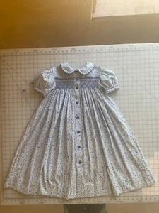 Girls Smocked hand embroidered Dress Long 14 inch across front - Picture 1 of 2
