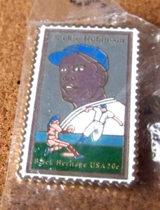 Jackie Robinson metal stamp lapel pin Black Heritage USA 20 cent MLB c41425 - Picture 1 of 6