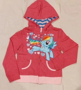 My Little Pony Hoodie Zipper Sweatshirt Girls Small XS 4/5 Pink - Picture 1 of 6
