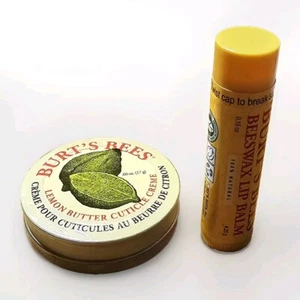 Burt's Bees Lemon Butter Cuticle Cream & Peppermint Lip Balm NEW & SEALED - Picture 1 of 3