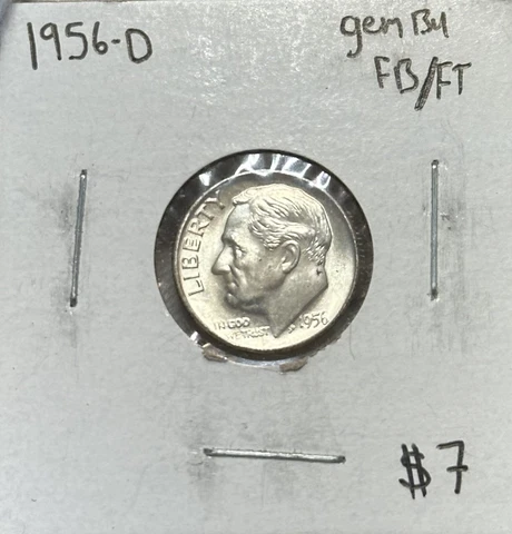 1956 D Roosevelt Dime Gem BU- Full Bands/ Full Torch Cover