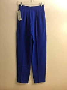 NWT Vintage Lillie Rubin Knit Textured size 4 Women’s Royal Blue Pants Trousers - Picture 1 of 8