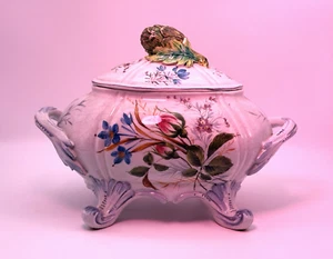 Antique Tureen Nove Hand Painted Porcelain Footed Italian XIX century - Picture 1 of 21