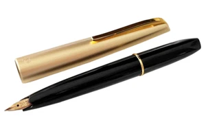 Platinum Fountain Pen Black & Yellow Gold 14K X1749 Vintage Excellent Rare 1960s - Picture 1 of 4