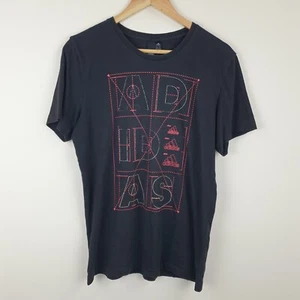 Adidas T-Shirt Mens Medium Black Big Logo Tee Athleisure Casual 100% Cotton - Picture 1 of 10