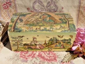 ALTE SCHACHTEL "TOLMER / PARIS" bedrucktes Papier Stil Perückenbox 18. Jh. - Bild 1 von 13